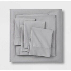 Queen 6pc 800 Thread Count Solid Sheet Set Light Gray - Threshold NEW
